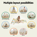 Keezi Kids Triangle Climbing Toys Set With Slide Indoor Outdoor Toddler Toys Pikler Climber With Arch