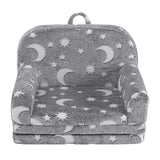 Keezi Kids 2-in-1 Fold Out Sofa Bed with Removable Washable Cover, Carry Handle, Storage Pocket, Glow in the Dark, Grey