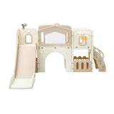 Keezi Kids Slide Set Toddler Indoor Playset With Drawing Board Beige