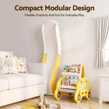 Keezi Kids Slide Set Toddler Indoor Playset Bookshelf Drawing Board Yellow