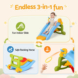 Keezi Kids Slide Set Toddler Indoor Playset Rocking Horse Ring Toss Multi Colour