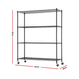 Artiss 4-Tier Kitchen Rack Shelf with Wheels Shelving 152x45x187CM Adjustable Metal Storage Shelves