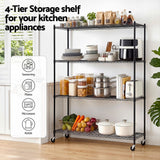 Artiss 4-Tier Kitchen Rack Shelf with Wheels Shelving 152x45x187CM Adjustable Metal Storage Shelves