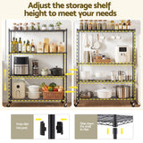 Artiss 4-Tier Kitchen Rack Shelf with Wheels Shelving 152x45x187CM Adjustable Metal Storage Shelves