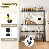 Artiss 4-Tier Kitchen Rack Shelf with Wheels Shelving 152x45x187CM Adjustable Metal Storage Shelves