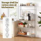 Artiss 4-Tier Metal Kitchen Rack Shelf Silver Storage Shelves Organizer Microwave Stand 90cmx151cm