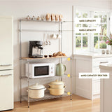 Artiss 4-Tier Metal Kitchen Rack Shelf Silver Storage Shelves Organizer Microwave Stand 90cmx151cm
