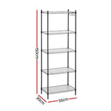 Artiss 5-Tier Kitchen Rack Shelf Shelving Unit 55x30x150CM Adjustable Metal Storage Shelves Black