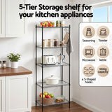 Artiss 5-Tier Kitchen Rack Shelf Shelving Unit 55x30x150CM Adjustable Metal Storage Shelves Black