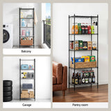 Artiss 5-Tier Kitchen Rack Shelf Shelving Unit 55x30x150CM Adjustable Metal Storage Shelves Black