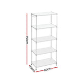 Artiss 5-Tier Kitchen Rack Shelf Shelving Unit 60x35x150CM Adjustable Metal Storage Shelves Silver