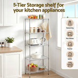 Artiss 5-Tier Kitchen Rack Shelf Shelving Unit 60x35x150CM Adjustable Metal Storage Shelves Silver