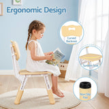 Keezi Kids Table and 2 Chairs Set Height Adjustable Toddler Desk and Chair Set for Ages 3-8, Activity Table with Graffiti Desktop for Learning Drawing Playing, Yellow