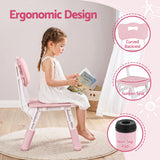 Keezi Kids Table and 2 Chairs Set Height Adjustable Toddler Activity Table Graffiti Top Pink