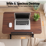 Artiss Adjustable Laptop Desk Mobile Bedside Table Hidden Storage Walnut