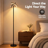 Artiss LED Floor Lamp with Dual Rotating Heads, Dimmable Light and Remote Control Black 20W