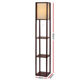 Artiss Floor Lamp 3 Tier Shelf Storage LED Light Stand Home Room Vintage Brown