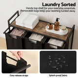 Artiss Laundry Basket with 3 Pull-out Bags Metal Frame Black