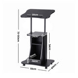 Artiss Mobile Podium Stand with Lockable Wheels Height Adjustable Laptop Desk Black