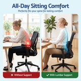 Artiss Lumbar Support Pillow for Office Chair and Car Ergonomic Memory Foam Lumbar Pillow for Lower Back, Breathable Back Support Pillow for Car Seat, Bed and Recliner
