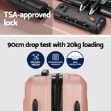 Wanderlite 2Set 20 Inch Luggage Case with 12 Inch Handheld Luggage Box Hard Shell Travel Suitcase TSA Lock Rose Gold