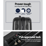 Wanderlite 3 Set Luggage 20-24-28 Inch with TSA Lock Spinner Hard Shell Travel Suitcase Luggage Organiser Case Black