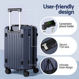 Wanderlite 2-piece hard-shell luggage set 12 inch and 20 inch TSA lock Navy