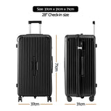 Wanderlite 28" Trunk Luggage Suitcase Travel 5 Wheels Type-C Port TSA Black
