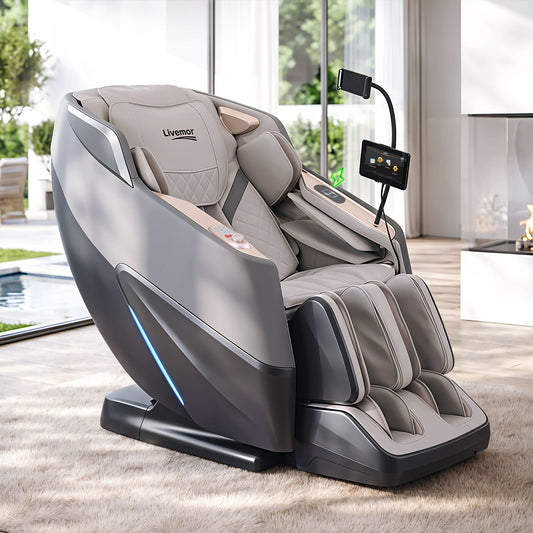 Livemor Elite Pro 4D Massage Chair with AI Wellness Detection & AI Body Scan, Zero Gravity, Full Body Air Compression, Extended SL Track, 12 Auto Programs, Professional Foot Massage, Waist Heating, Voice Control