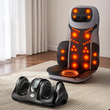 Livemor 8-nodes Full Back Massage Seat Cushion Heating With Foot Massagers