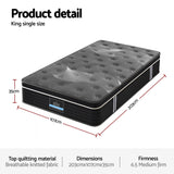 Giselle Bedding King Single Mattress 35cm Euro Top with Graphene Cooling Comfort Medium Firm