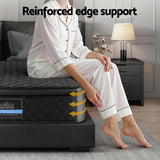 Giselle Bedding King Single Mattress 34cm Euro Top with 5-Zone Pocket Spring Support Black