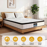 Giselle Bedding Queen Mattress 30cm Pocket Spring Euro Top Medium Firm Foam