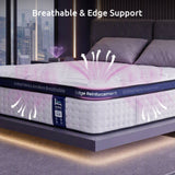 Levitex 35CM Double Mattresses Gel Memory Foam and 7-Zone Ergonomic Pocket Spring, Anti-Roll Dual-Row Edge, Undisturbed Deep Sleep For Restless Couples, Triple Cooling System