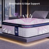 Levitex 35CM King Single Mattresses Gel Memory Foam and 7-Zone Ergonomic Pocket Spring, Anti-Roll Dual-Row Edge, Triple Cooling System for Hot Sleepers