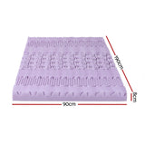 Giselle 8cm Memory Foam Mattress Topper Lavender Infused Bamboo Cover 7-Zone Single