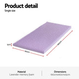 Giselle 5cm Memory Foam Mattress Topper Lavender Infused Egg Crate Pad Mat Single