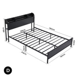 Artiss Bed Frame Double Size with Storage Shelf Headboard Charging Station GRID