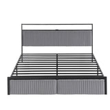 Artiss Metal Bed Frame King Size LED Charging Station 2 Drawers