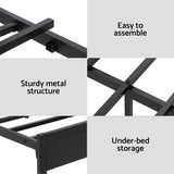 Artiss Bed Frame Double Size LED Metal Bed Base with Charging Station