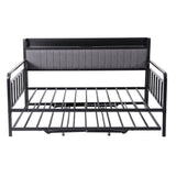 Artiss Bed Frame Double LED Metal Trundle Daybed with Charging Station TURN