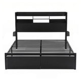 Artiss Bed Frame Double with Charging Station Storage Organizer Drawers LED ZAC