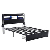 Artiss Bed Frame King with Charging Station Storage Organizer Drawers LED ZAC