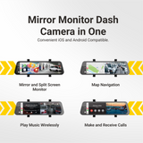 PARKMATE 9.66” Touch Screen DVR Mirror Monitor with Smart Display