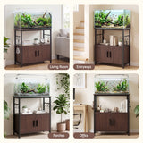Artiss 20 Gallon Fish Tank Stand 3-Tier Aquarium Stand with Storage Cabinet and Open Shelf Walnut