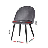Artiss Dining Chairs Set of 4 Velvet Solid Curved Dark Grey