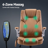 Artiss 8 Point Massage Office Chair PU Leather Brown