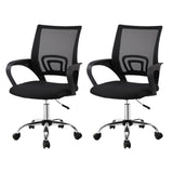 Artiss 2x Mesh Office Chair Mid Back Black