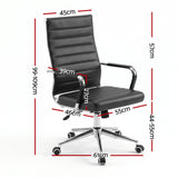 Artiss Conference Office Chair Swivel Computer Chair High Back Ribbed PU Leather Black