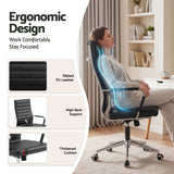 Artiss Conference Office Chair Swivel Computer Chair High Back Ribbed PU Leather Black